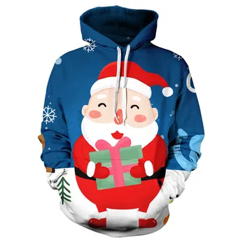 2021 Naujas Vyrų Kalėdų 3D Spausdinimo Hoodie Santa Claus Atsitiktinis Šalis Dovana Stiliaus Hoodie Mados Negabaritinių Megztinis