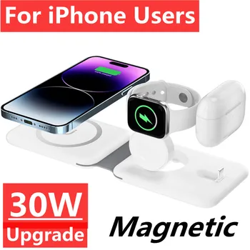 30W 3 1. Magnetinio Belaidis Kroviklis Trinkelėmis Stovėti iPhone 14 13 12 Pro Max 