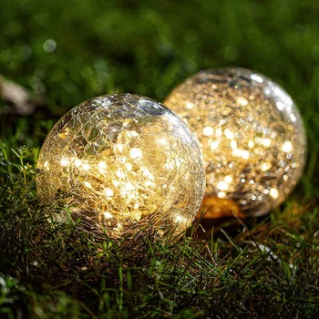 35LED saulės vejos lempos sodo puošmena palaidotas lempos Kalėdų lauko stiklo kamuolys kreko žemės lempos
