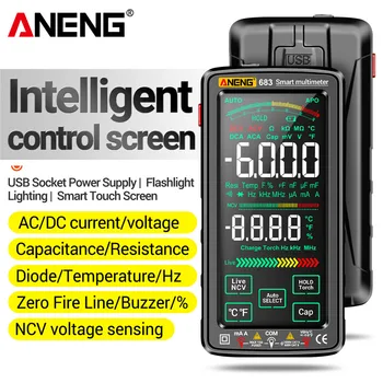 ANENG 683 6000 Skaičiuoja Profesinės Multimetras AC/DC Įtampos Bandymo Srovė Ammeter Smart Touch Screen Multimetras NCV Diodas Testas