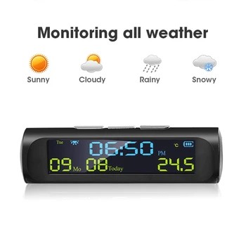 Automobilio Saulės Skaitmeninis Laikrodis su LCD Laiką Data-Automobilių Temperatūros daviklis Lauko Asmeninių Automobilių Dalis Apdaila A
