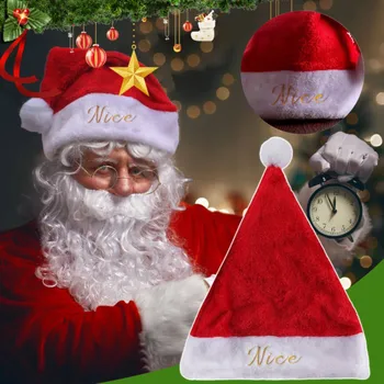 Kalėdinė Dekoracija Suaugusiųjų Išsiuvinėti Pliušinis Raudona Kalėdų Skrybėlę Kūrybinių Atostogų Santa Hats 29*39cm/15.3*11.4 Lašas Laivybos