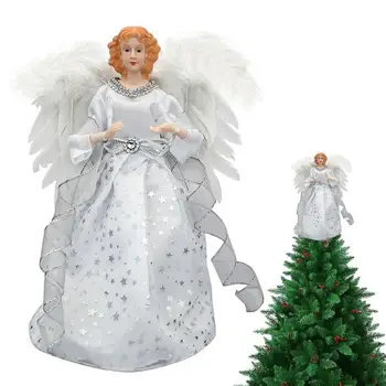 Kalėdų Eglutė Topper Papuošalai Angelai 3D Angelų Figūrėlės Treetop Su Prabanga Suknelė Angelas Treetop Atostogų Ornamentu Arba Namų