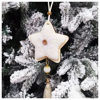Kalėdų Eglučių Papuošalai Snaigės Star Kaimiškas Kremas Baltos Spalvos Ornamentu už Kalėdų Medžio Amatų Namai