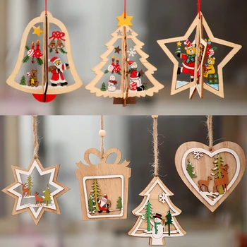 Kalėdų Medinis Pakabukas Tuščiaviduriai Iš Star Bell Kalėdų Medžio Kabantys Papuošalai Linksmų Kalėdų Dekoracijos Namų 2023 Navidad Dovana