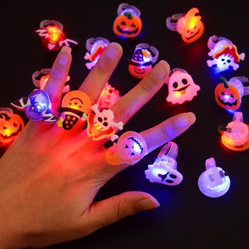 LED Šviesos Helovinas Žėrintis Žiedas Moliūgų Vaiduoklių Kaukolė Žiedai Vaikams, Dovana, Namų Siaubo Rekvizitai Žaislai Halloween Party Apdaila