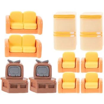 Lėlės Namas Mini Sofa-Maža Dvigubai Miniatiūriniai Foto Prop Televizijos Bendrosios Baldai