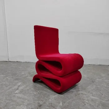 Meistras Dizainas langai su Stiklo S-formos Valgomojo Kėdės, Modernaus Meno Lenktas Minkštų Susukti Kėdė