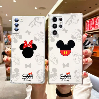 Mickey Minnie Kietas Samsung Galaxy S22 S23 S20 S21 S10 S9 Ultra Plus Pro 4G 5G Skaidrus Telefono dėklas