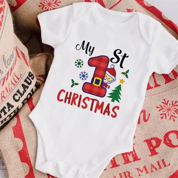Mielas Mano Pirmoji Kalėdų Bodysuits Kūdikiams Santa Spausdinti Baby Girl Drabužių Medvilnės, Baltos spalvos Naujagimio Romper