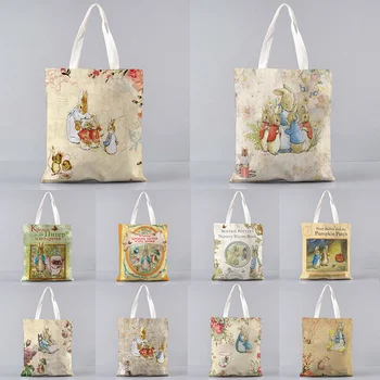 mielas triušis Spausdinti Moterų Shopper bag daug Kawaii Maišelį Harajuku Pirkinių Drobės Shopper Bag mergina rankinę Nešti Peties Lady Krepšys