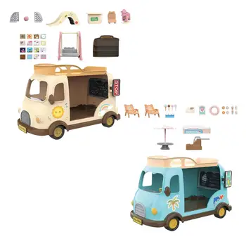 Miniatiūrinių Autobusų ir Baldų Komplektas Gyvenimo Scenos Vaizduotę Žaislai Scenos Dekoracija