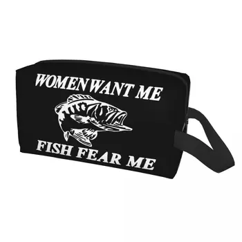 Nori Man Žuvų Baimė Mane tualetinių reikmenų Krepšys Moterims Žvejybos Žvejys Kosmetikos Makiažas Organizatorius Ponios Grožio Saugojimo Dopp Rinkinys Atveju