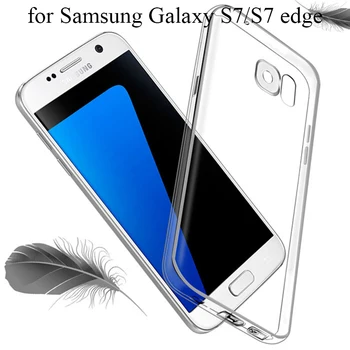 Prabangus Minkštas Aišku, TPU Telefono dėklas Samsung Galaxy S7 Krašto SamsungS7 S7edge Skaidrus, atsparus smūgiams Silikoninis Galinio Dangtelio Korpusas