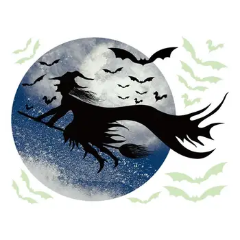 Ragana Sienų Lipdukai Ragana Mėnulis Gpgb Helovinas Švyti Sienų Lipdukai Siaubo Lipdukai Didelis Halloween Lango Dekoracijos Blogis Ragana