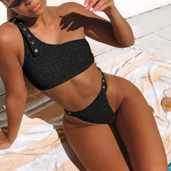 Sexy Moteris Vieną Petį Spalvos Kieta Bikini Komplektas 2 Gabalas Brazilijos Push Up Thong Maudymosi Kostiumėliai 2023 Naujas Mados Paplūdimio Maudymosi Kostiumai