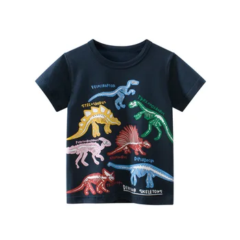 Vaikų Drabužiai Nauji 2023 Vasarą Berniukams trumpomis Rankovėmis T-Shirt Šukuotinės Medvilnės Marškinėliai Dinozaurų Animacinių filmų Vaikams Drabužių Dropshipping
